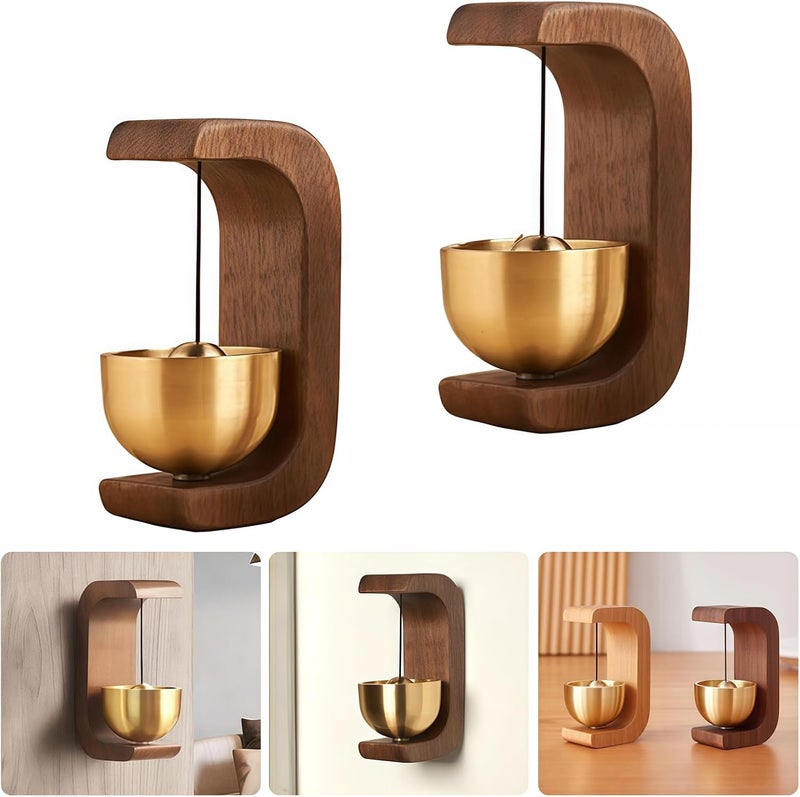 BIBIFACTORY 2025 New Wooden C-Shaped Wind Chime, Japanese Small Rustic Welcome Wind Chime Wooden Door Bell for Restaurants Home Barn C Shape (2 Walnut) - Image 1